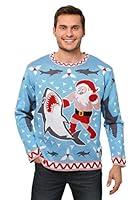 Algopix Similar Product 12 - Mens Santa vs Shark Ugly Christmas