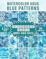 Algopix Similar Product 20 - Watercolor Aqua Blue Patterns Scrapbook