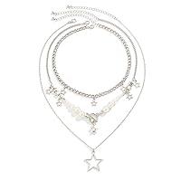 Algopix Similar Product 17 - Silver Star Necklace Y2K Accessories