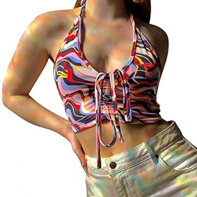 Women Y2K Cami Tank Top Spaghetti Strap V Neck Camisoles Summer Cute  Sleeveless Crop Top Streetwear 
