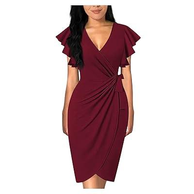  Women's Bodycon Dresses Long Sleeve Wrap Dress Plus