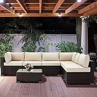 Algopix Similar Product 1 - UMAX 7 Pieces Patio PE Rattan Wicker