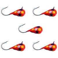 Algopix Similar Product 8 - 5 Pack Tungsten Jigs Red White Yellow