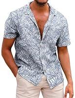 Algopix Similar Product 8 - Mens Hawaiian Shirt Tops Vintage Short