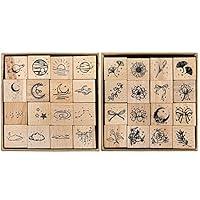 Algopix Similar Product 19 - Hacaroa 32 Pieces Wooden Rubber Stamp