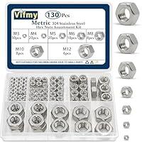 Algopix Similar Product 1 - Vifmy 130 Pcs Metric Hex Nuts