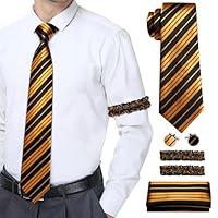 Algopix Similar Product 7 - BarryWang Man Tie Sets Silk Striped