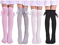 Algopix Similar Product 20 - Toptim 4 Pairs Girls Knee High Socks