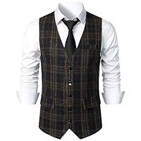 Algopix Similar Product 16 - Men Suit Vest Business Formal Plaid