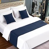 Algopix Similar Product 1 - AMBERIS Bed Runner Dark Blue Imitation