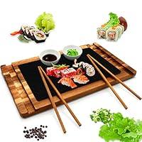 Algopix Similar Product 12 - Wooden Board Sushi Serving Plate 