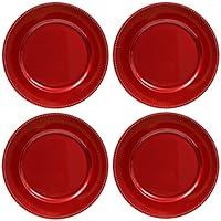 Algopix Similar Product 17 - Plate Chargers Set of 4 Red Beaded Rim