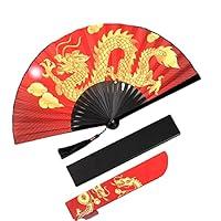 Algopix Similar Product 16 - XUANNISEN Mens Folding Fan Dragon