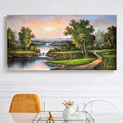 Best Deal for 5D Large Diamond Painting River Banks Green Trees Kit for