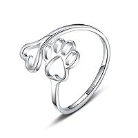 Algopix Similar Product 15 - Puppy Pet Lovers Paw Print Ring Heart