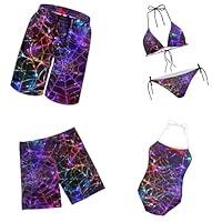 Algopix Similar Product 3 - POLERO Galaxy Spider Web Swimsuits for