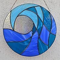 Algopix Similar Product 5 - Blue Crashing Ocean Wave Stained Glass