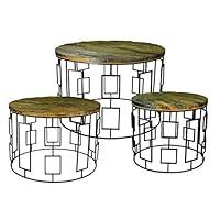Algopix Similar Product 6 - Benjara Wood/Metal Table Set, Brown