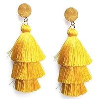 Algopix Similar Product 13 - Bright Yellow Layered Dangle Tassel