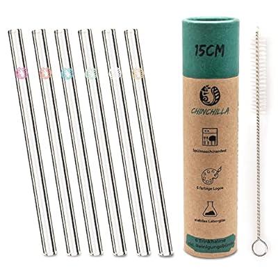 6 Pcs Reusable Glass Straws With 2 Cleaning Brushes, Cute Colorful