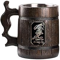 Algopix Similar Product 11 - Green Dragon Wooden Beer Mug Lord Beer