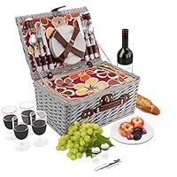 Algopix Similar Product 5 - Wicker Picnic Basket Set  4 Person