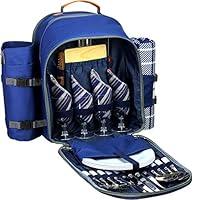 Algopix Similar Product 3 - Picnic Backpack Set for 4  Deluxe