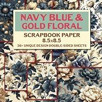 Algopix Similar Product 9 - Navy Blue  Gold Floral Scrapbook