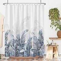 Algopix Similar Product 14 - Yanutan Blue Leaves Shower Curtain