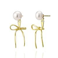 Algopix Similar Product 1 - 18K Gold Bow Knot Stud Earrings for