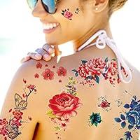 Algopix Similar Product 3 - 32 Sheets Flower Temporary Tattoos for