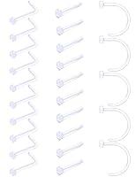 Algopix Similar Product 5 - Cisyozi 20G 18G Clear Plastic Nose Ring