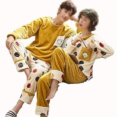 Winter Couple Pajamas Jumpsuits Women Men Coral Fleece Sleepwear