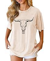 Algopix Similar Product 15 - Boho Cow Skull Shirt women cowgirl t