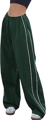 Best Deal for Women's Parachute Pants Elastic Waist Baggy Cargo Pants Y2K