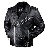 Algopix Similar Product 15 - HWK Brando Leather Motorcycle Jacket