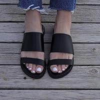 Algopix Similar Product 3 - Black Women Leather Two Strap Slide
