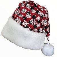 Algopix Similar Product 19 - Red Black Buffalo Check Santa Hat with