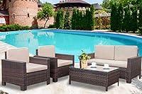 Algopix Similar Product 14 - Patio Furniture Sets 4 Piece Rattan