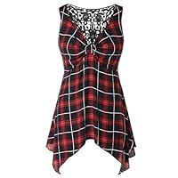 Algopix Similar Product 10 - OTINICE Women Sleeveless V Neck Plaid
