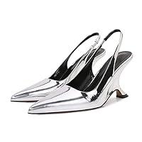 Algopix Similar Product 8 - Vertundy Silver Slingback Heels for