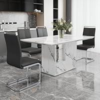 Algopix Similar Product 4 - White Marble Dining Table Set for 4