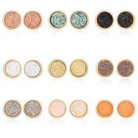 Algopix Similar Product 18 - JOYAGIFT 9PCS Round Resin Druzy Stud