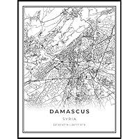 Algopix Similar Product 6 - Damascus Map Print Syria Map Art