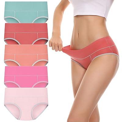 Cheap Women's High Waisted Cotton Underwear Ladies Soft Briefs Hipster  Panties Full Coverage Briefs Tummy Control Panty Underpants Stretch Briefs
