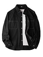 Algopix Similar Product 6 - utcoco Mens Cotton Shirt Jacket Casual