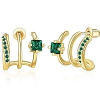 Algopix Similar Product 1 - Green Cubic Zirconia Triple Huggie