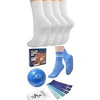 Algopix Similar Product 4 - floconssy 4 Pairs White Pilates Socks