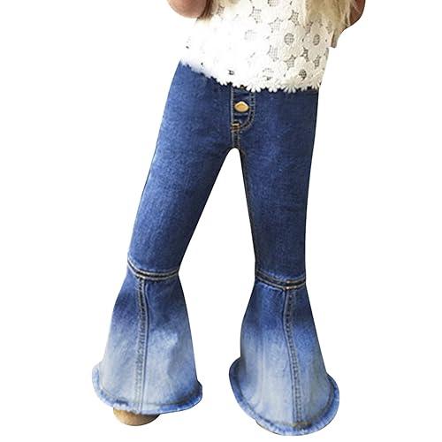 Kids Girls Ripped Flare Jeans Bell-Bottoms Skinny Denim Pants