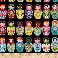 Algopix Similar Product 15 - Kaufman Matryoshka Doll Black Fabric